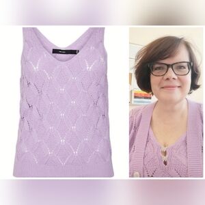 Vero Moda Pointelle-Knit Tank Top Lavender Lilac Plus Size